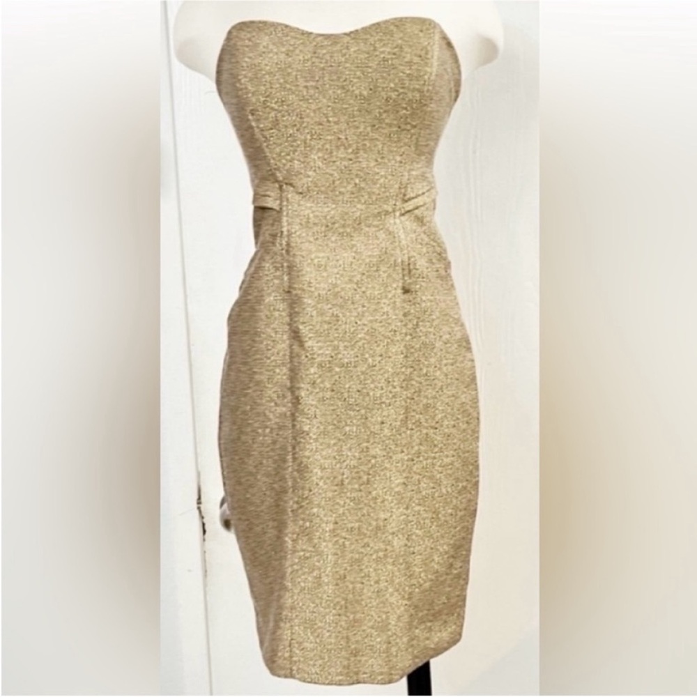 Zimmermann Strapless Gold Sheath Dress - Elegant Evening Size 2